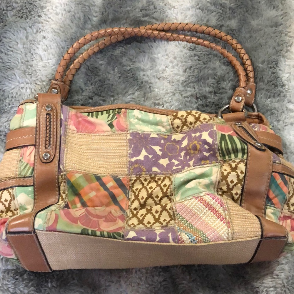 Vintage Fossil Purse - Fun Spring Print with Leather  🌸